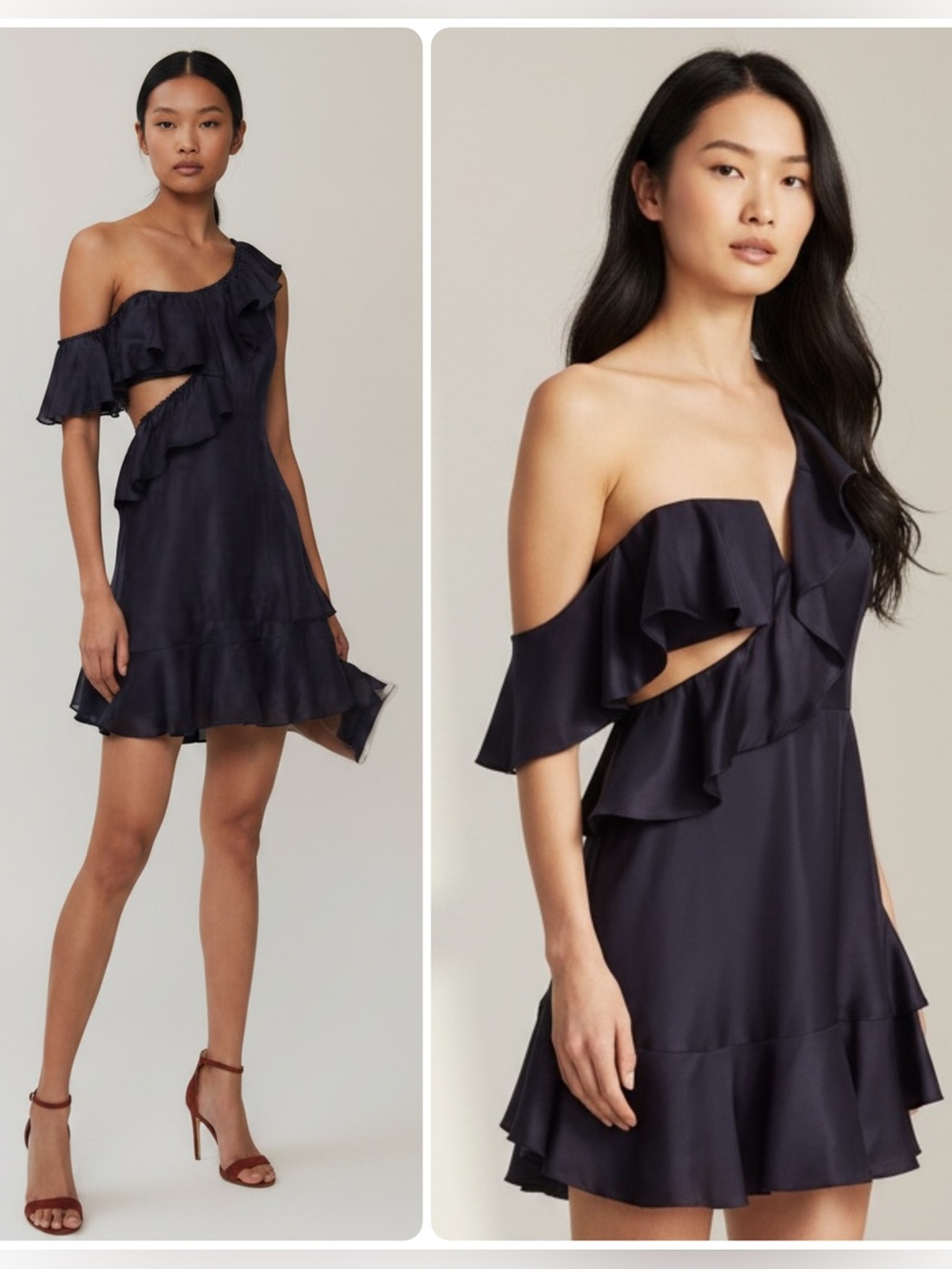 Zimmermann Rife Flounce Deep Navy Silk/Viscose Ruffle Mini Dress NWT $1190